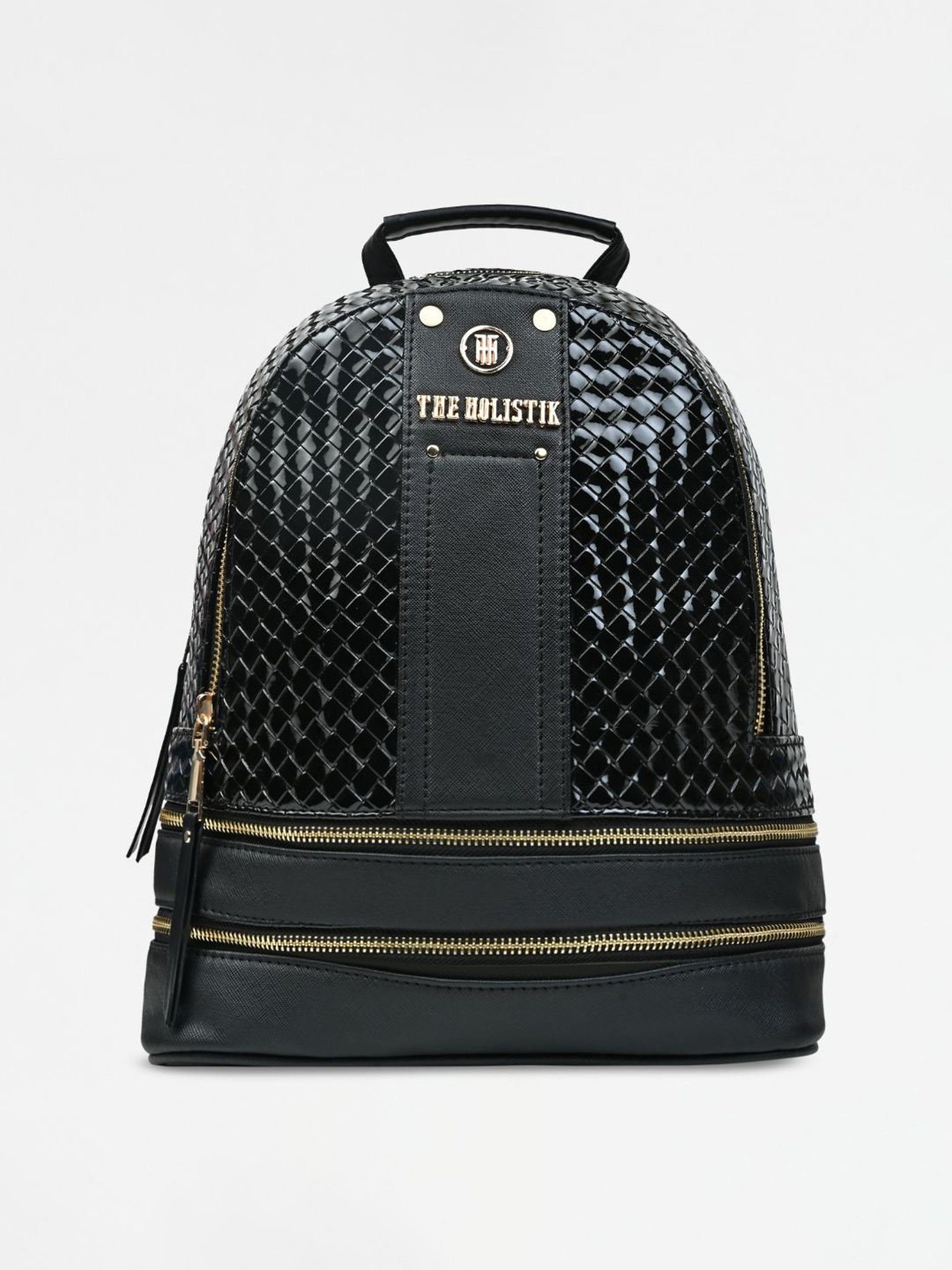 THE HOLISTIK Retro Wave Black Textured Medium Backpack
