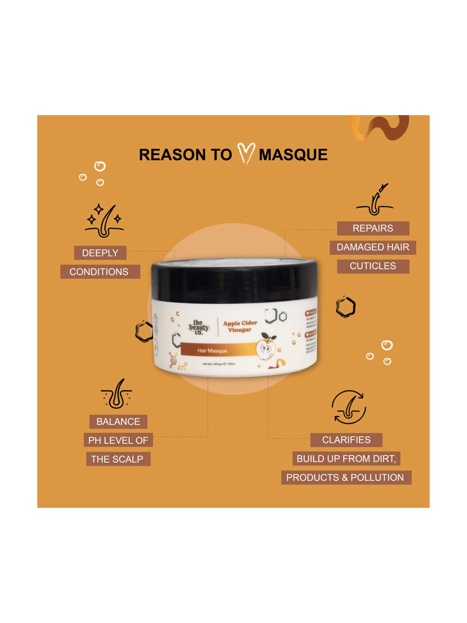 The Beauty Co. Apple Cider Vinegar Hair Mask - 200 gm