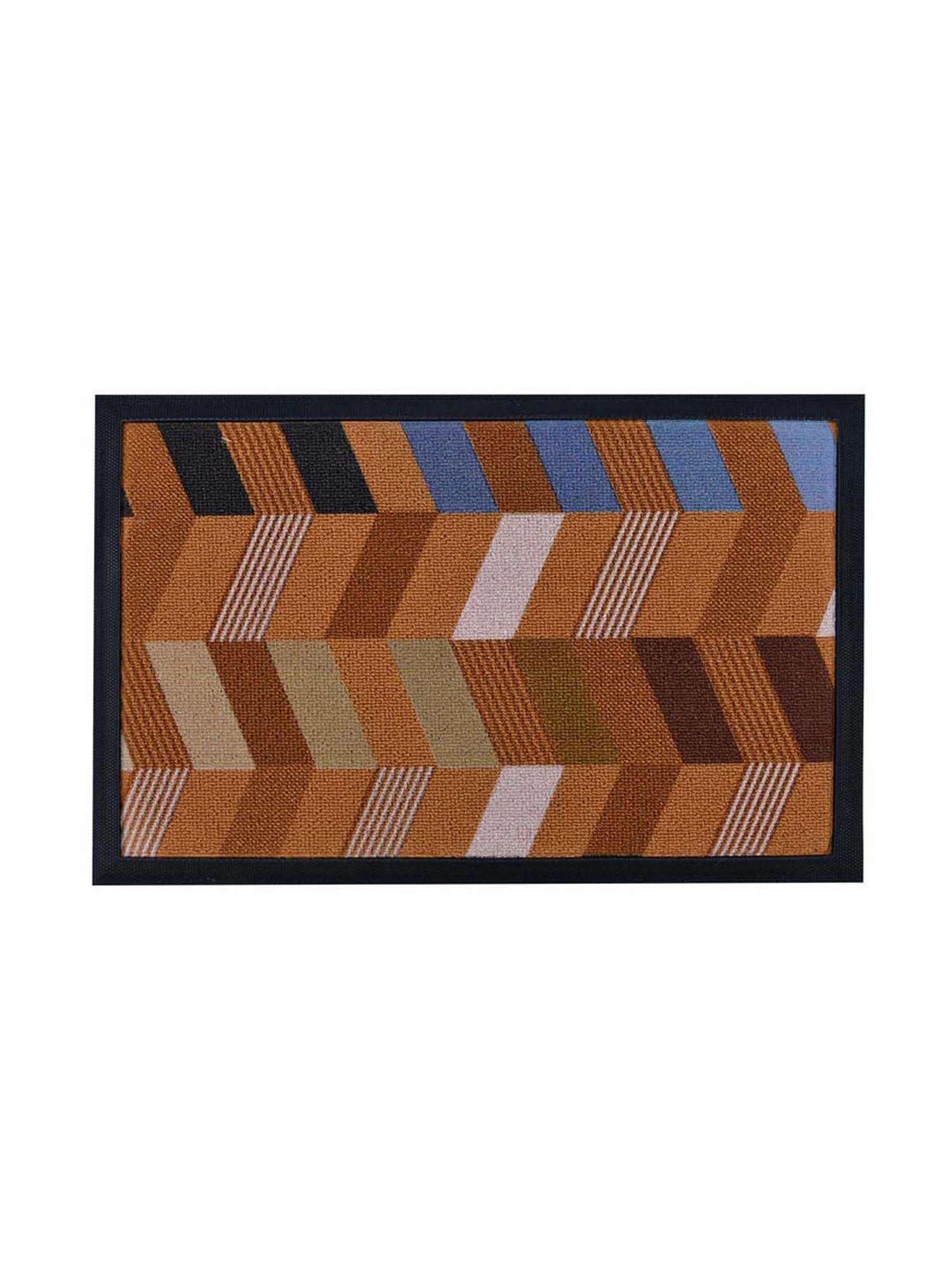 @home Brown Fiber Zig Zag Design Anti-Slip Door Mat