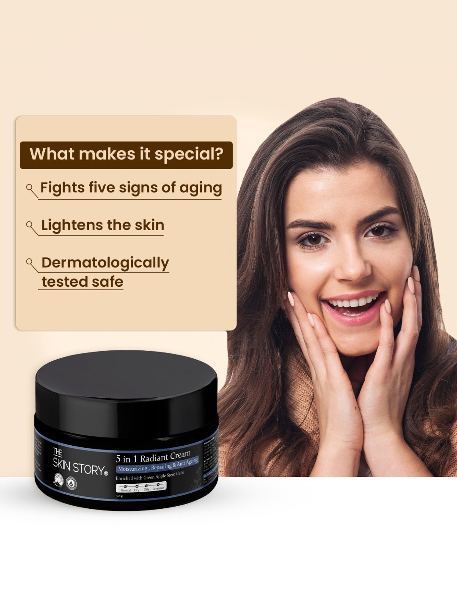 The Skin Story Green Apple Stem Cells 5 in 1 Radiant Cream - 50 gm