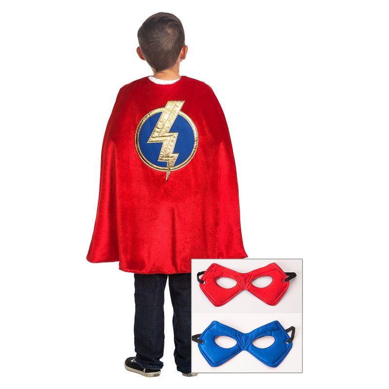 Little Adventures Boys' Red Hero Cape with Power Mask - Red/Blue