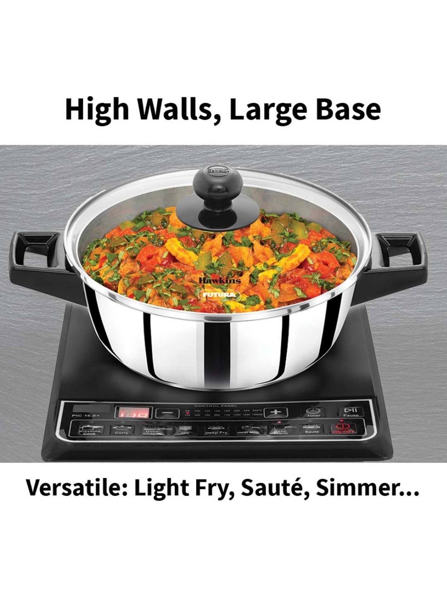 FnS Elantra Silver Stainless Steel Casserole With Lid (0.9 L)