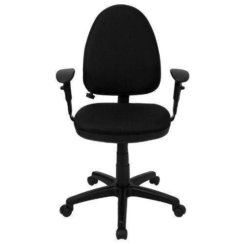 Mid-Back Black Fabric Multifunction Swivel Task Chair with Adjustable Lumbar Support and Adjustable Arms