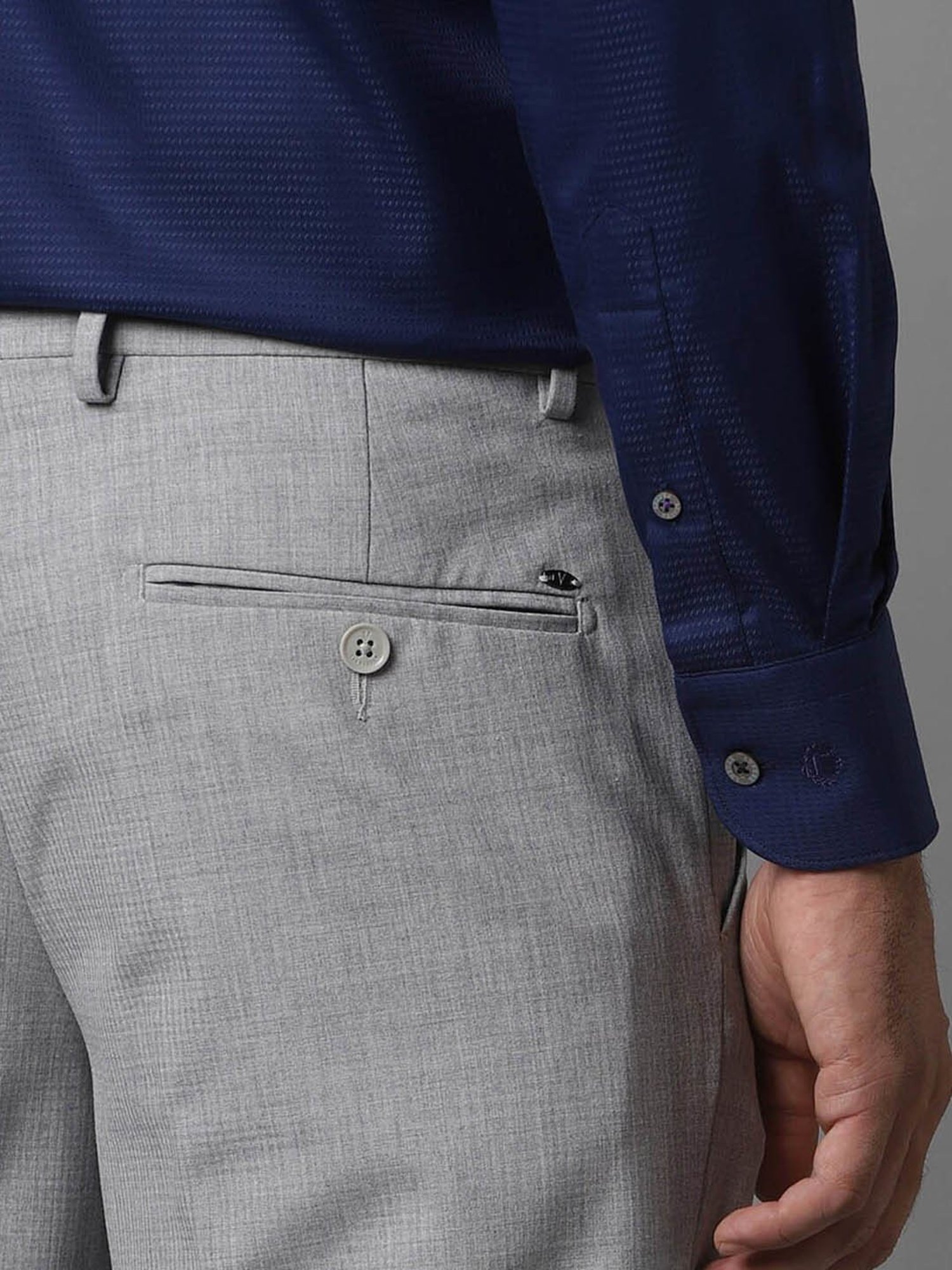 Luxure By Louis Philippe Navy Regular Fit Texture Shirt