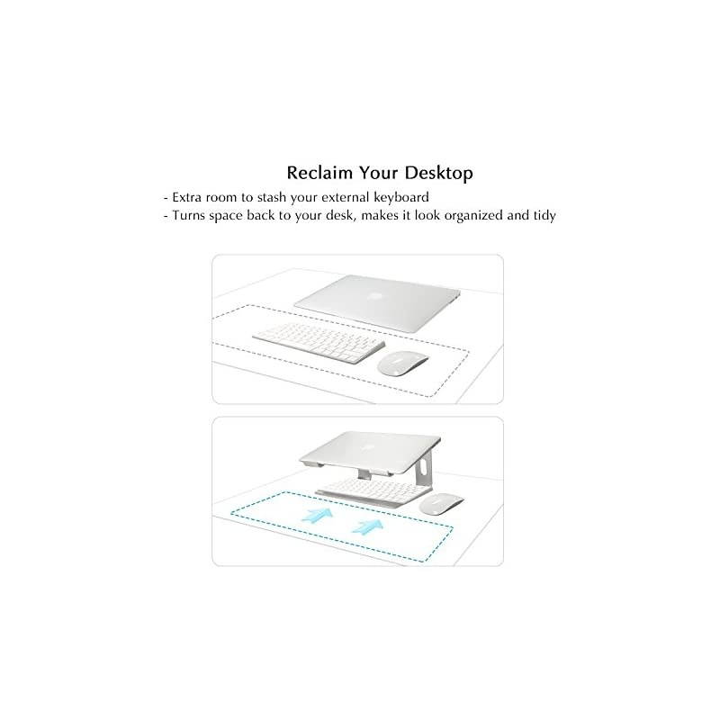Laptop Stand, Aluminum Ergonomic Laptop Riser Computer Stand for Desk, Detachable Laptop Holder Compatible for All 10-15.9" MacBook Air Pro, Samsung, Acer, HP, Dell Laptops-Silver