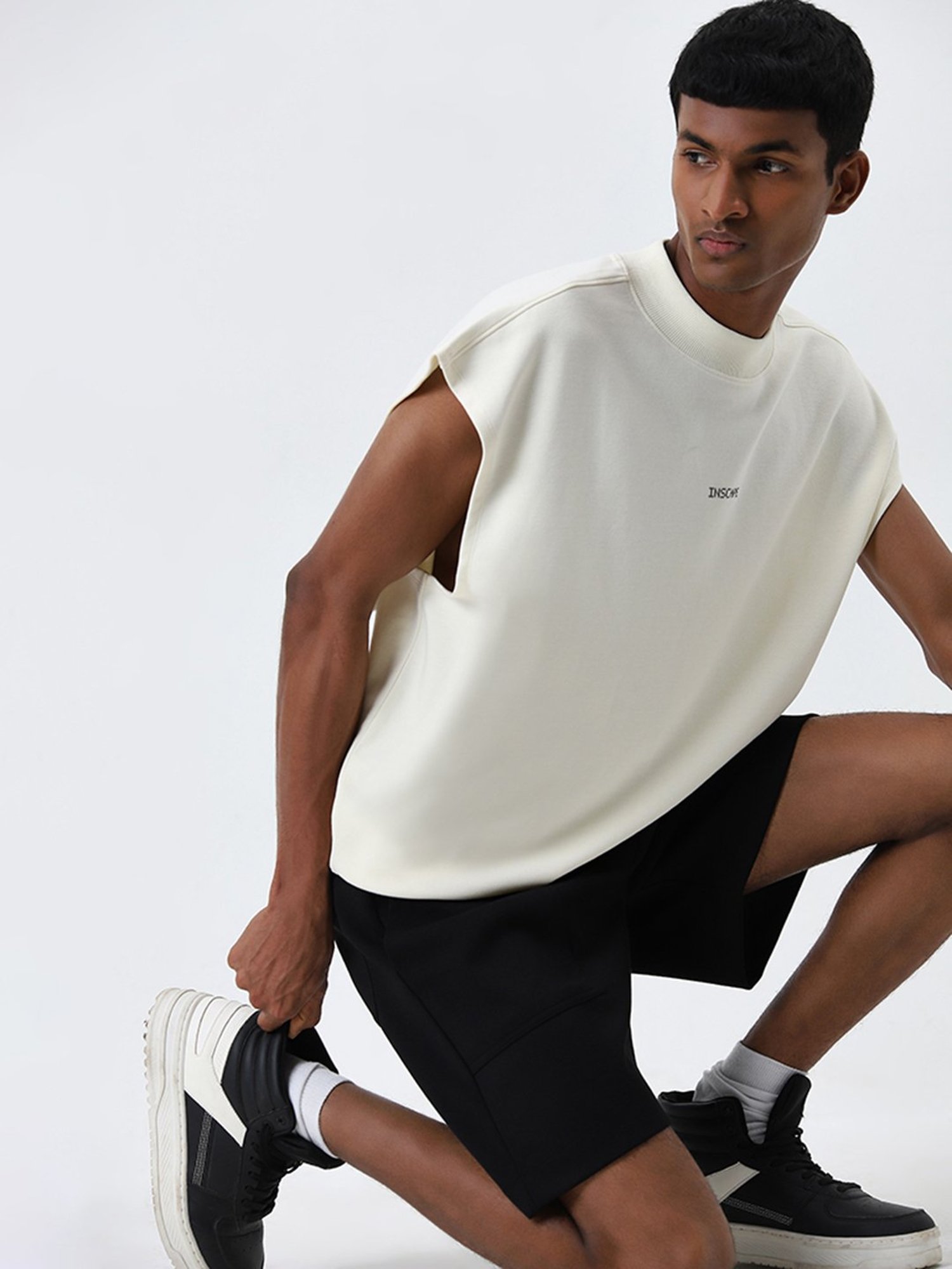 Studiofit by Westside Light Yellow Text Design Relaxed-Fit T-Shirt