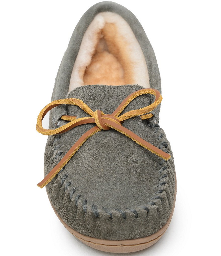 Minnetonka Sheepskin Suede Hardsole Moccasins