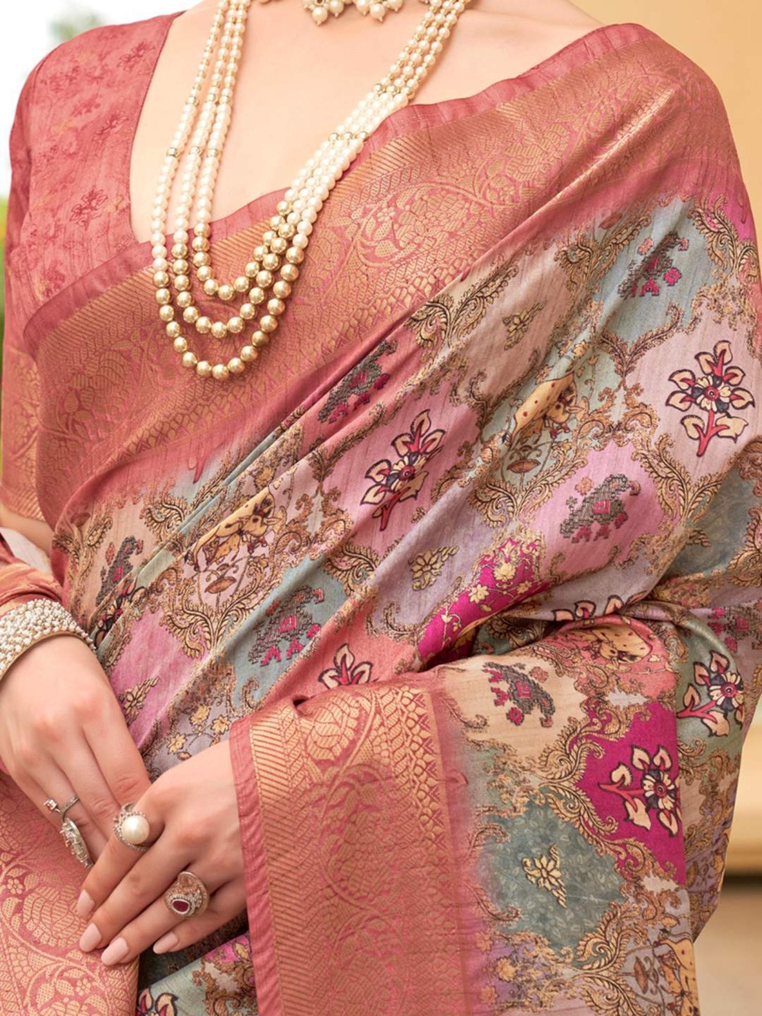 Saree Mall Pink Silk Woven Saree With Unstitched Blouse