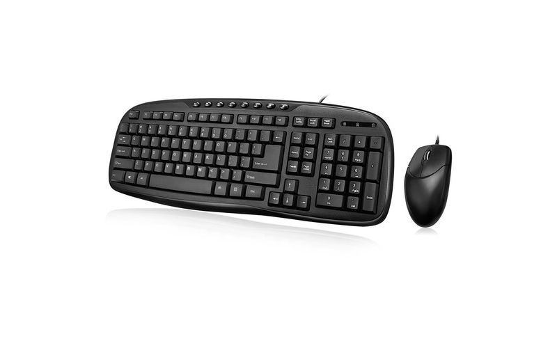Adesso EasyTouch AKB-133CB Desktop USB Multimedia Keyboard and Mouse Combo - Retail - USB Cable 103 Key - English (US) - USB Cable Optical - 1000 dpi