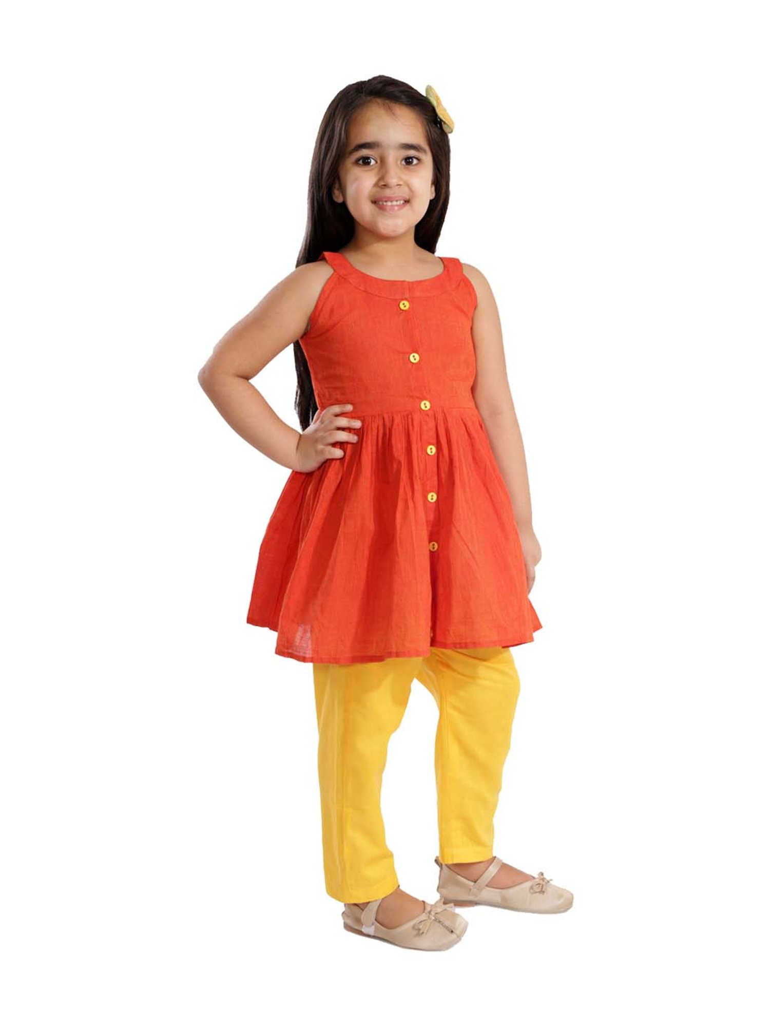 VASTRAMAY Kids Blue & White Cotton Over Dyed Kurta Set