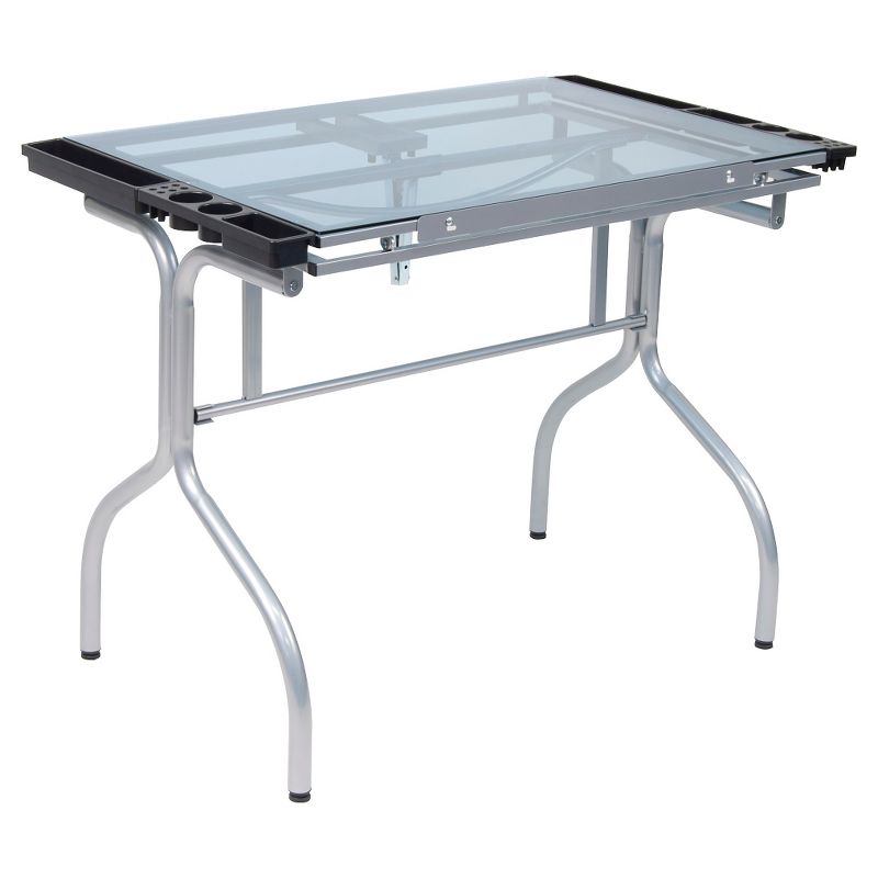Folding Craft Station - Silver/Blue Glass