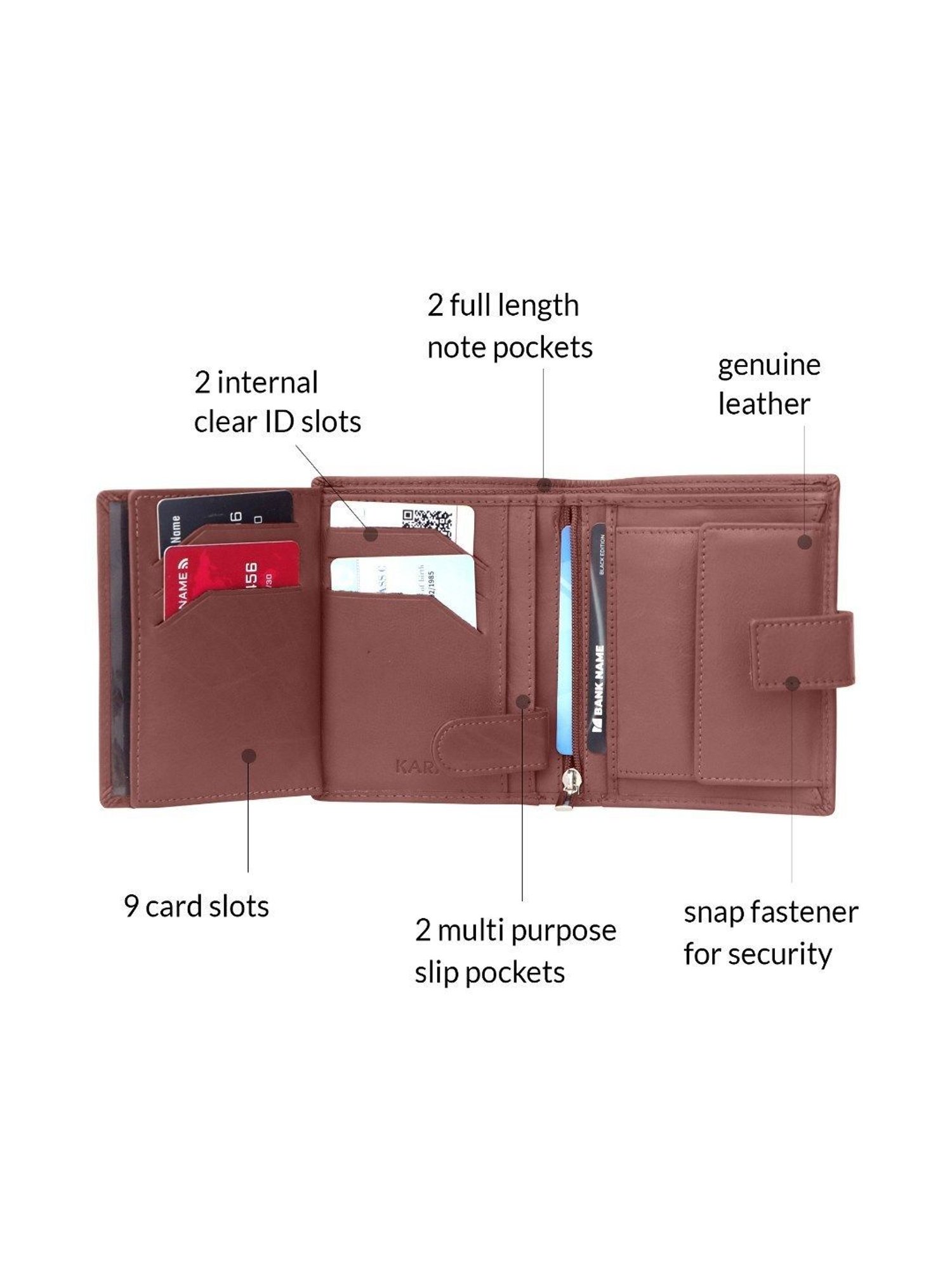 Kara Tan Leather Bi-Fold Wallet for Men