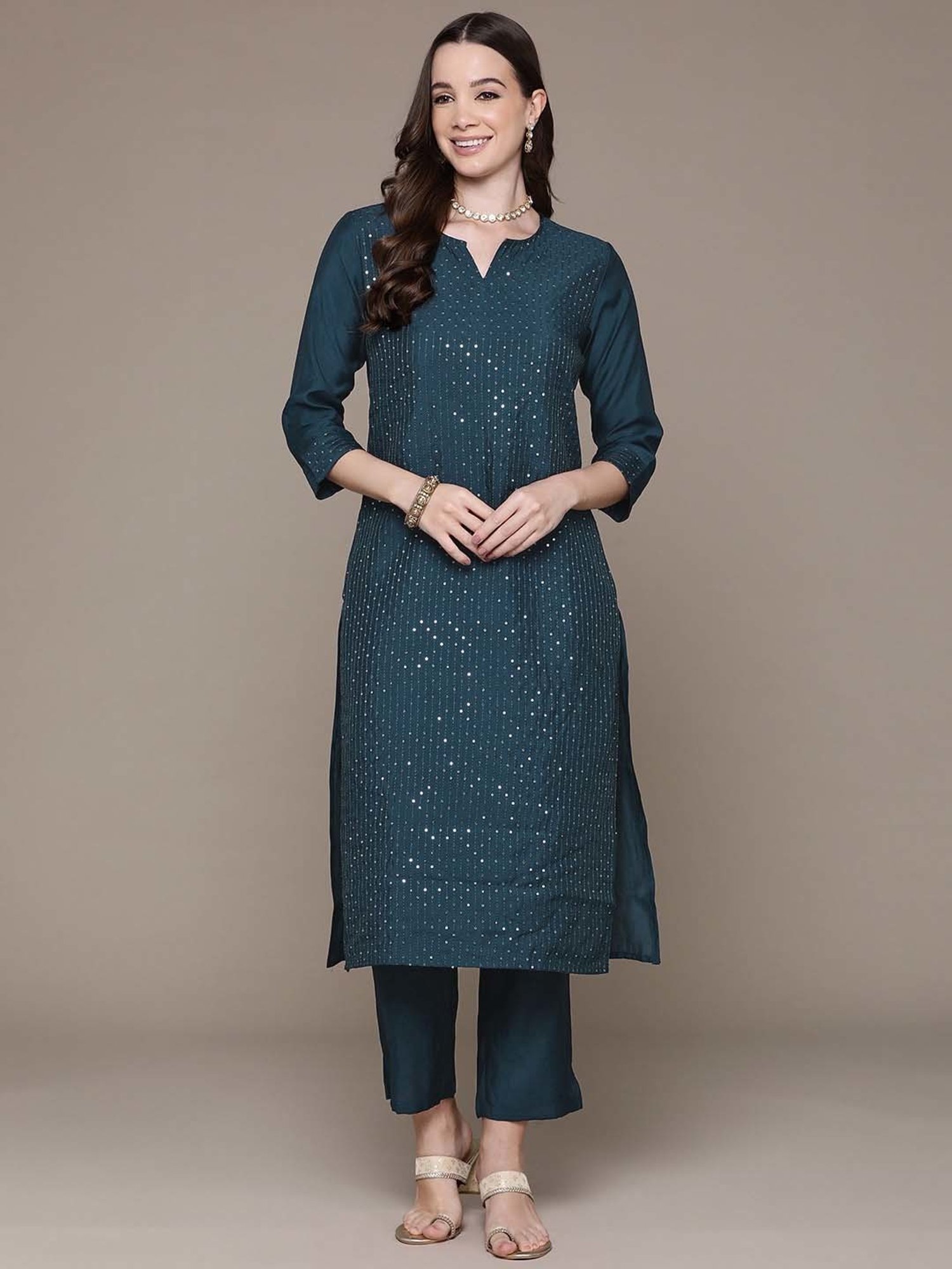 URBAN MYSTIC Black Rayon Embroidered Kurta & Sharara Set