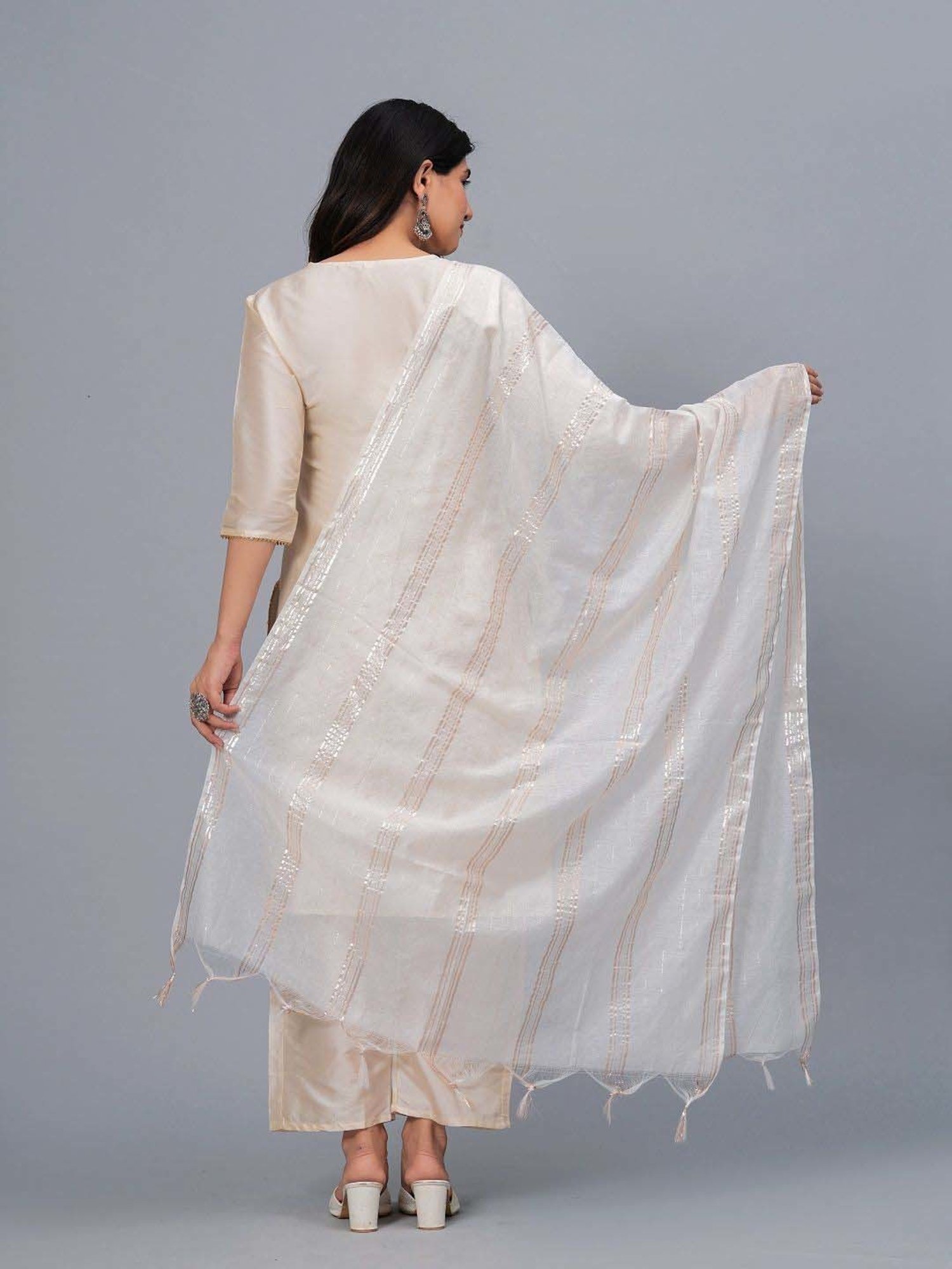 Stylum White Striped Dupatta