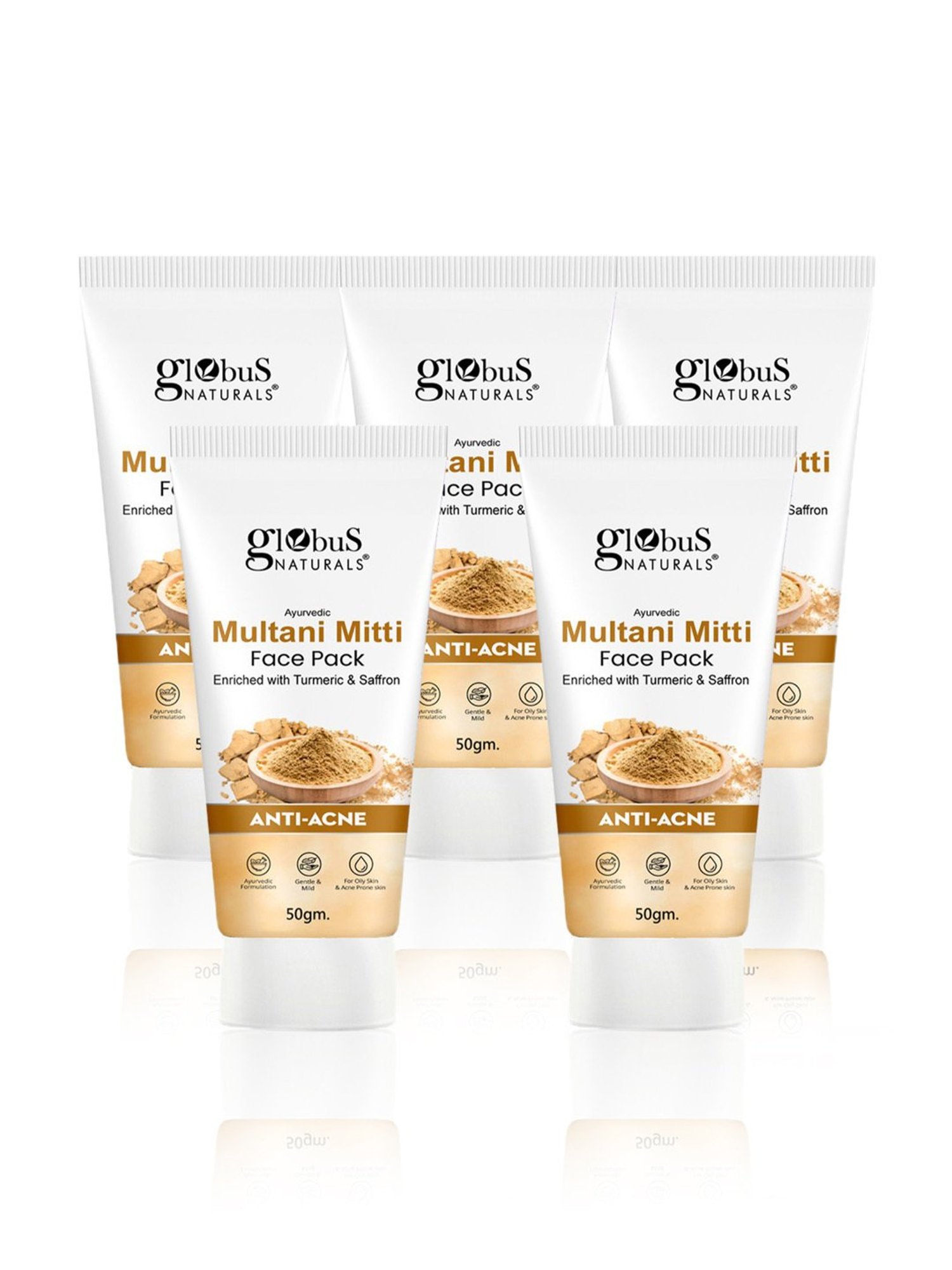 Globus Naturals Multani Mitti Face Pack - Pack of 5