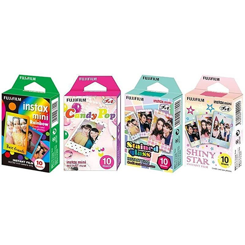 InstaX Mini Instant Film Rainbow amp Staind Glass amp Candy Pop amp Shiny Star Film 10 Sheets X 4 Assort Value Set