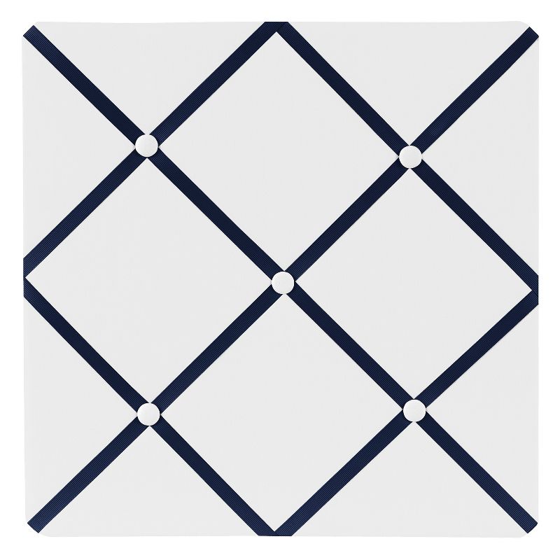 Sweet Jojo Designs Photo Memo Board (13"x13") - White & Navy Hotel