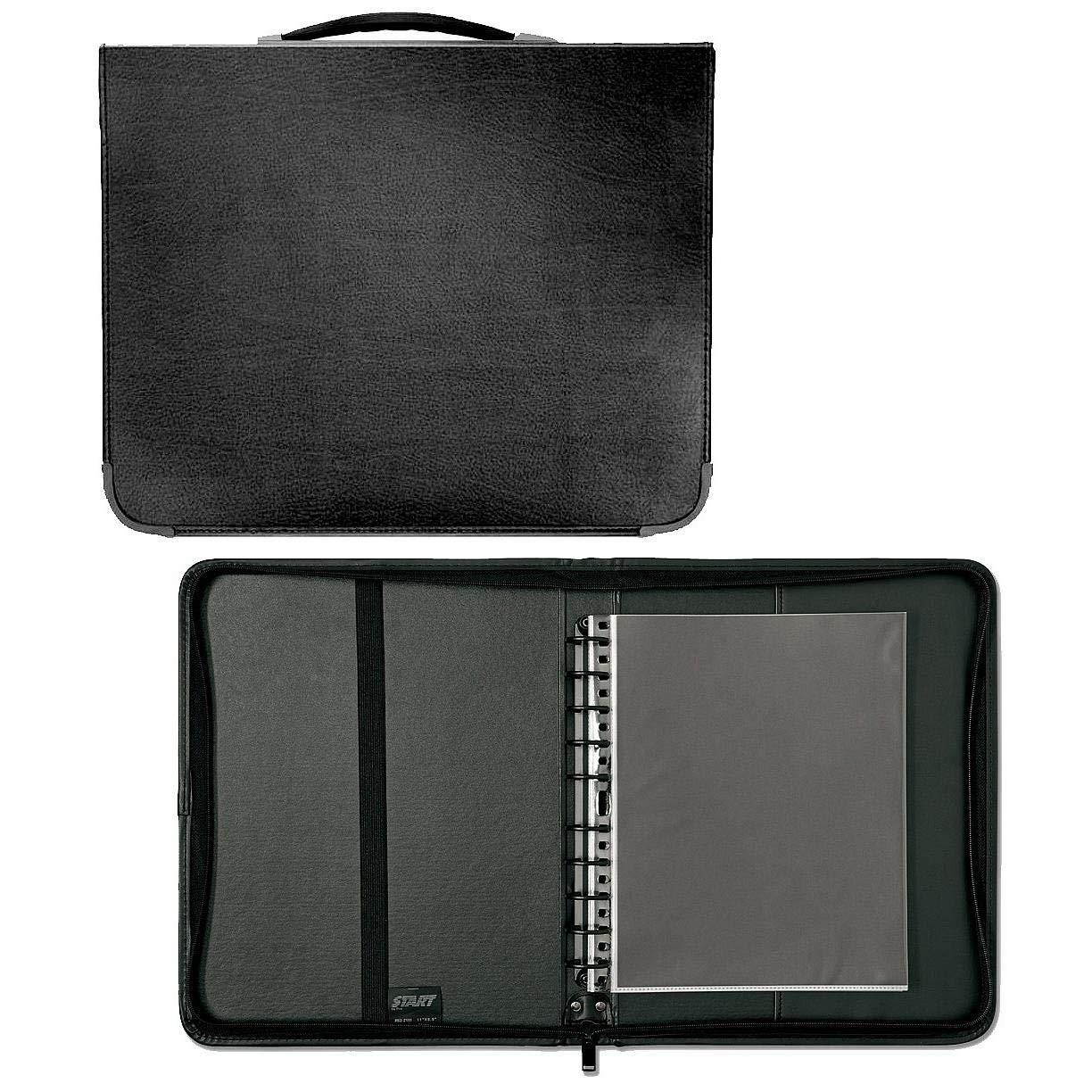 Prat Start 2 Presentation Case, Rigid Cover, Multi-Ring Binder with 10 Sheet Protectors, Spine-Mounted Handle, 17 X 14 inches, Black (S2-2171)