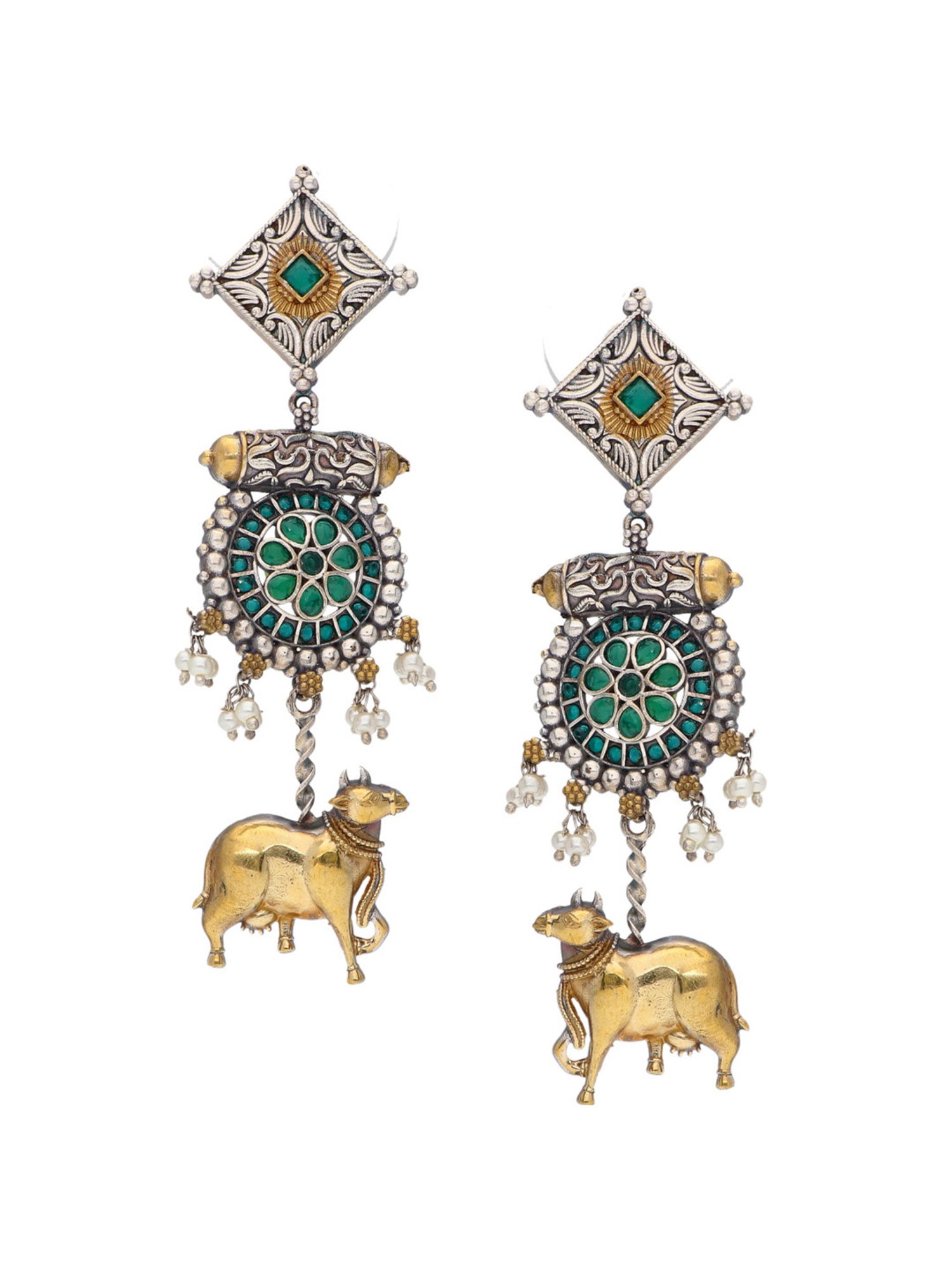 Curio Cottage Aria Dual Tone Nandi Dangler Earrings
