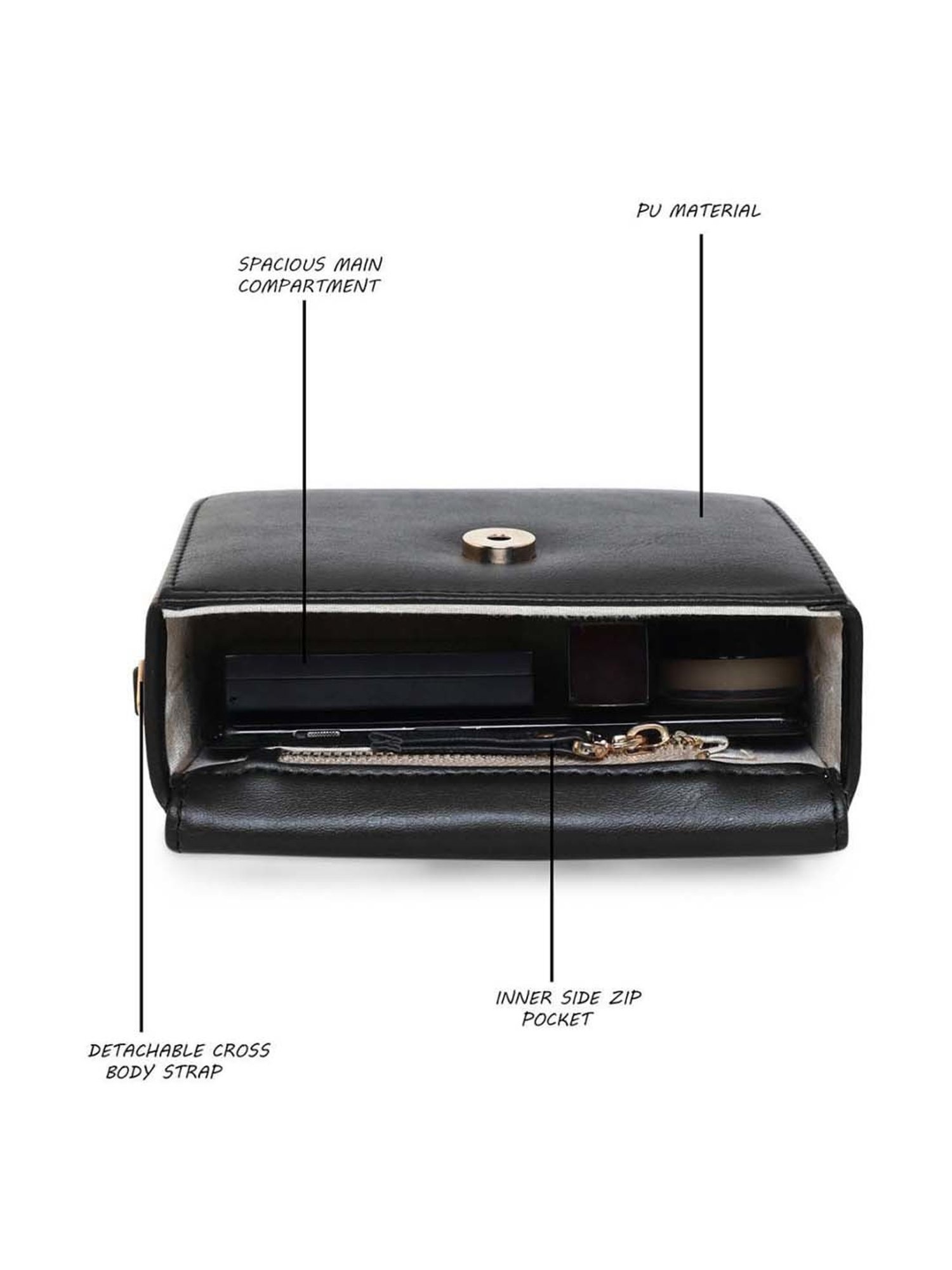 Esbeda Black Embellished Small Sling Handbag