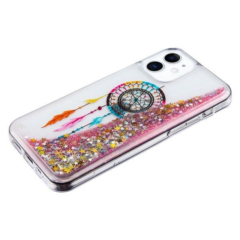 Airium Quicksand Glitter Hybrid Protector Case Compatible With Apple iPhone 12 Mini (5.4") - Dreamcatcher & Gold Stars