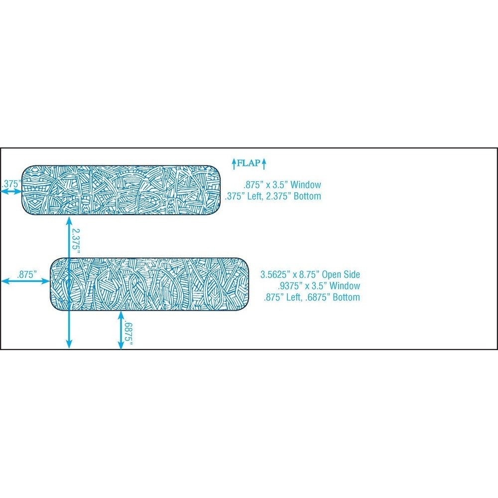 Accounting Software Side Seam Window, 3-9/16" x 8-3/4", White, Blue Wesco Inside Tint, Double Poly Window (Box of 500)