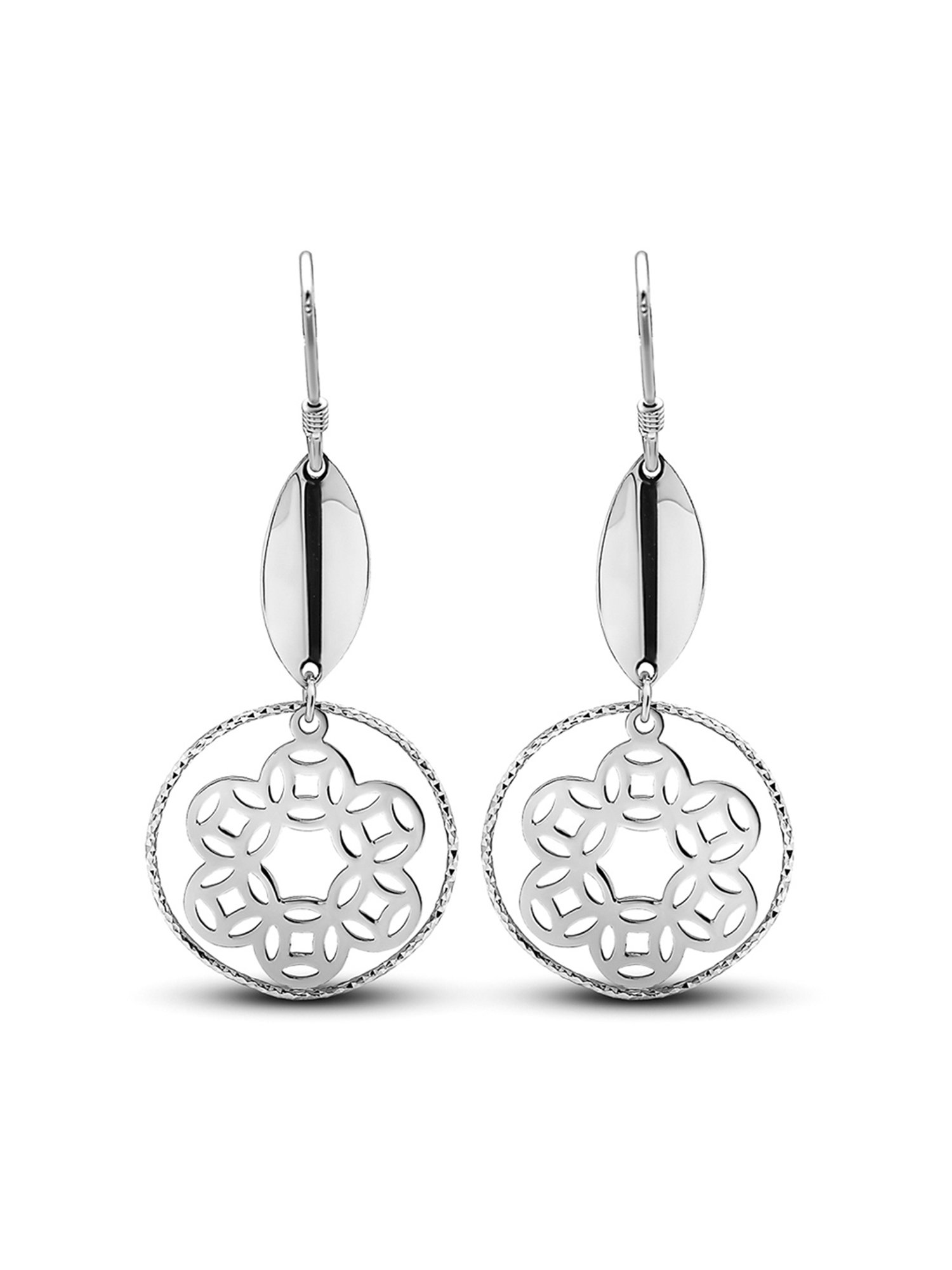 Silberry 92.5 Sterling Silver Floral Art Earrings for Women