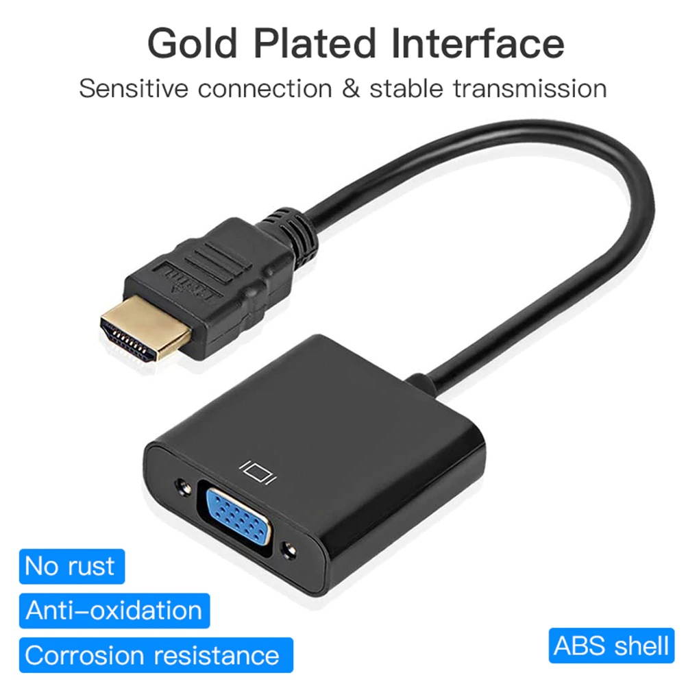 HDMI to VGA Adapter Male to Female 1080P Full HD Digital HDMI 19-Pin to Analog VGA Converter for PC Computer Monitor Projector H