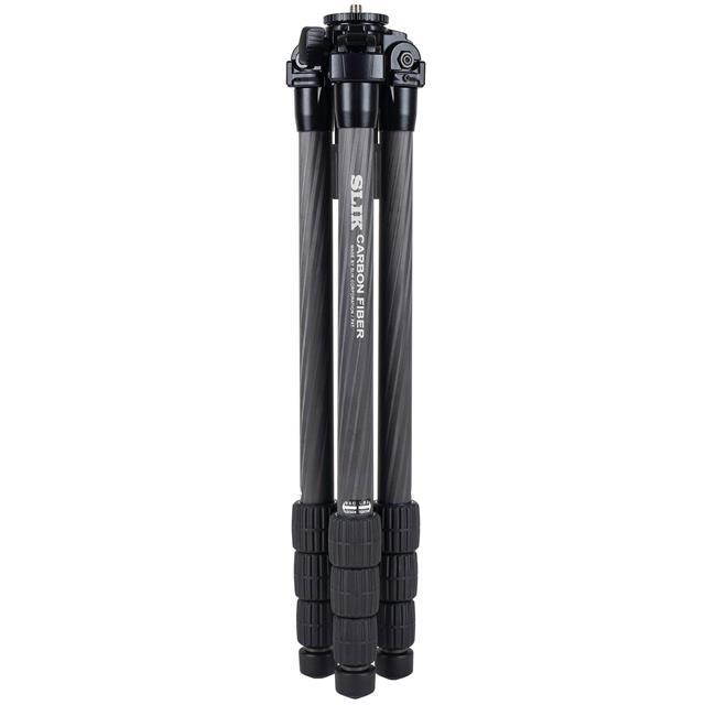 Slik PRO CF-734 Carbon Fiber Tripod, 4 Leg Sections, Extends to 64.9", Black