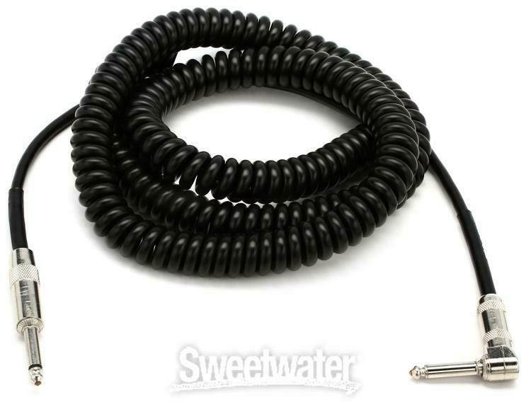 Lava Cable Retro Coil Silent Instrument Cable Black, 20' Angled-Straight