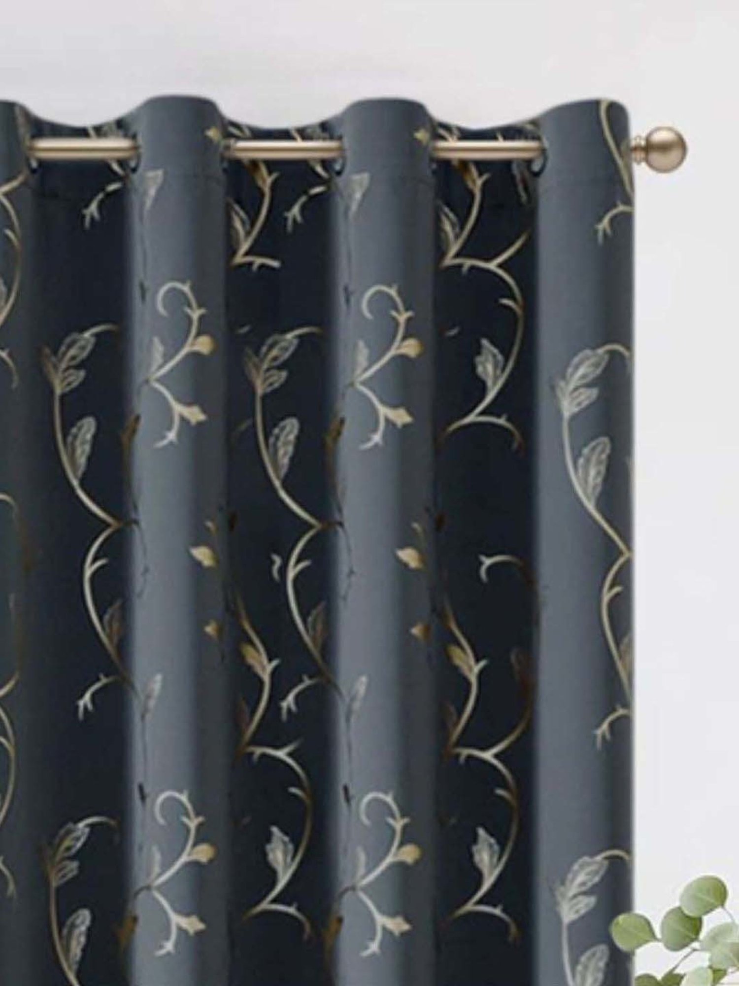 Swayam Brown Paisley J&B Blackout Eyelet Door Curtain - Single Piece (7 Ft)