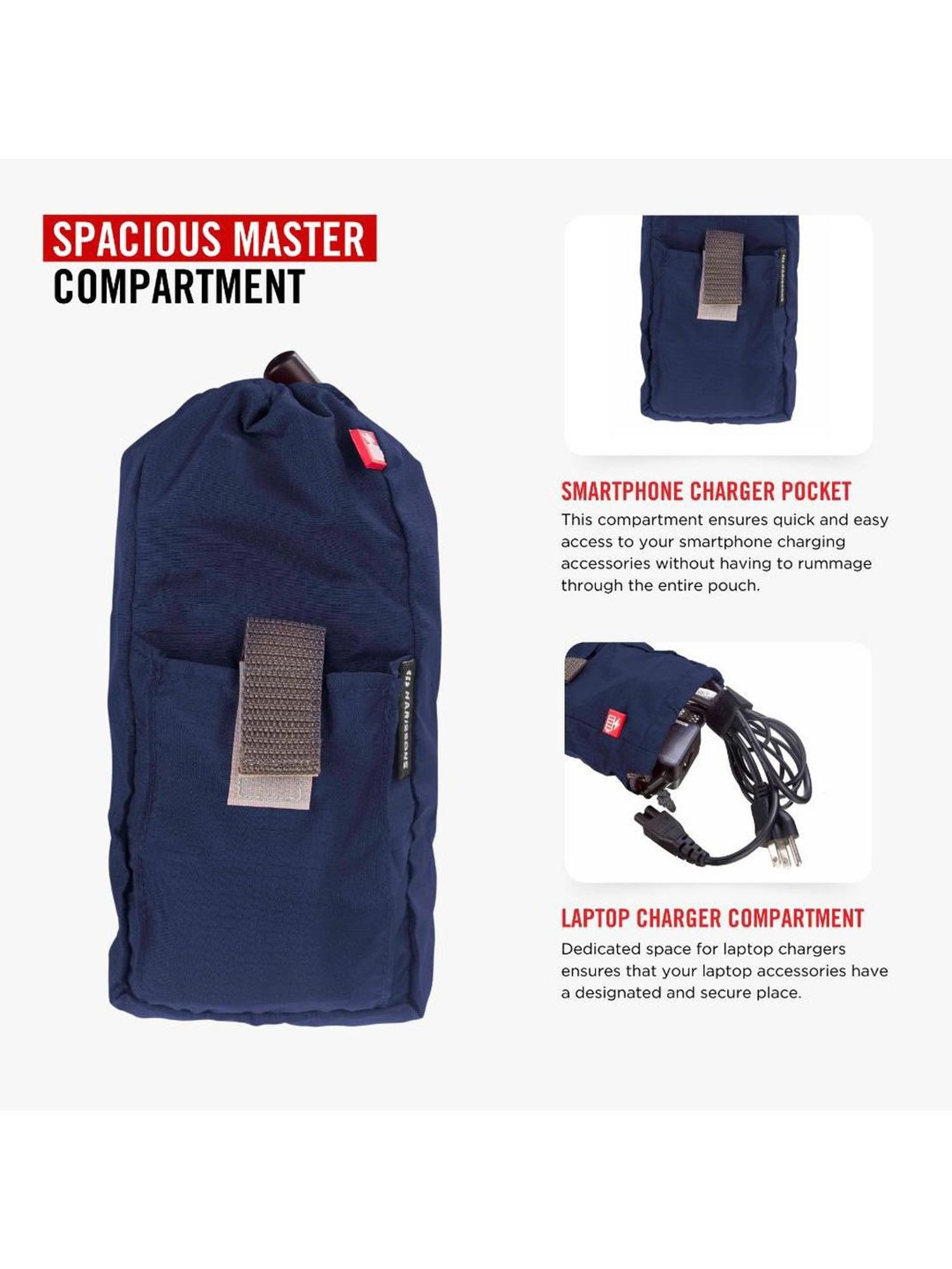 Harissons Navy Blue Polyester Solid Pouch