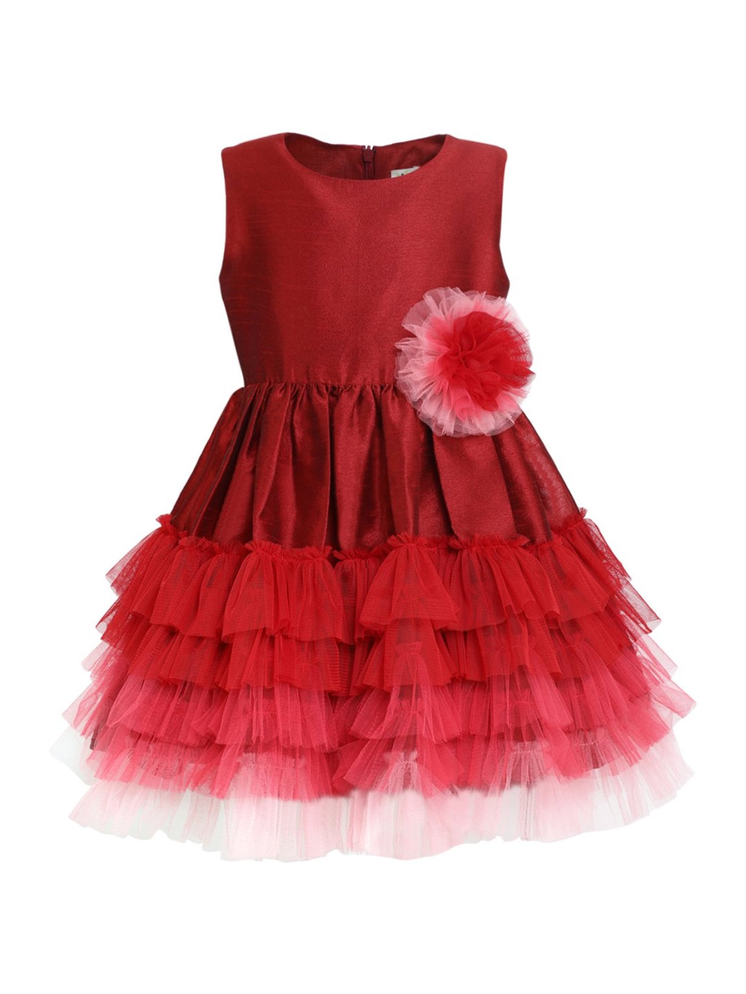 A Little Fable Kids Red Applique Party Dress