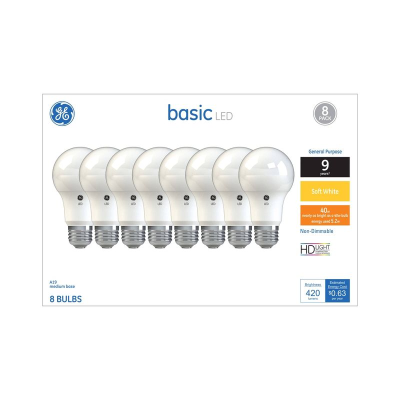 General Electric 8pk 40W Basic SW LED Light White