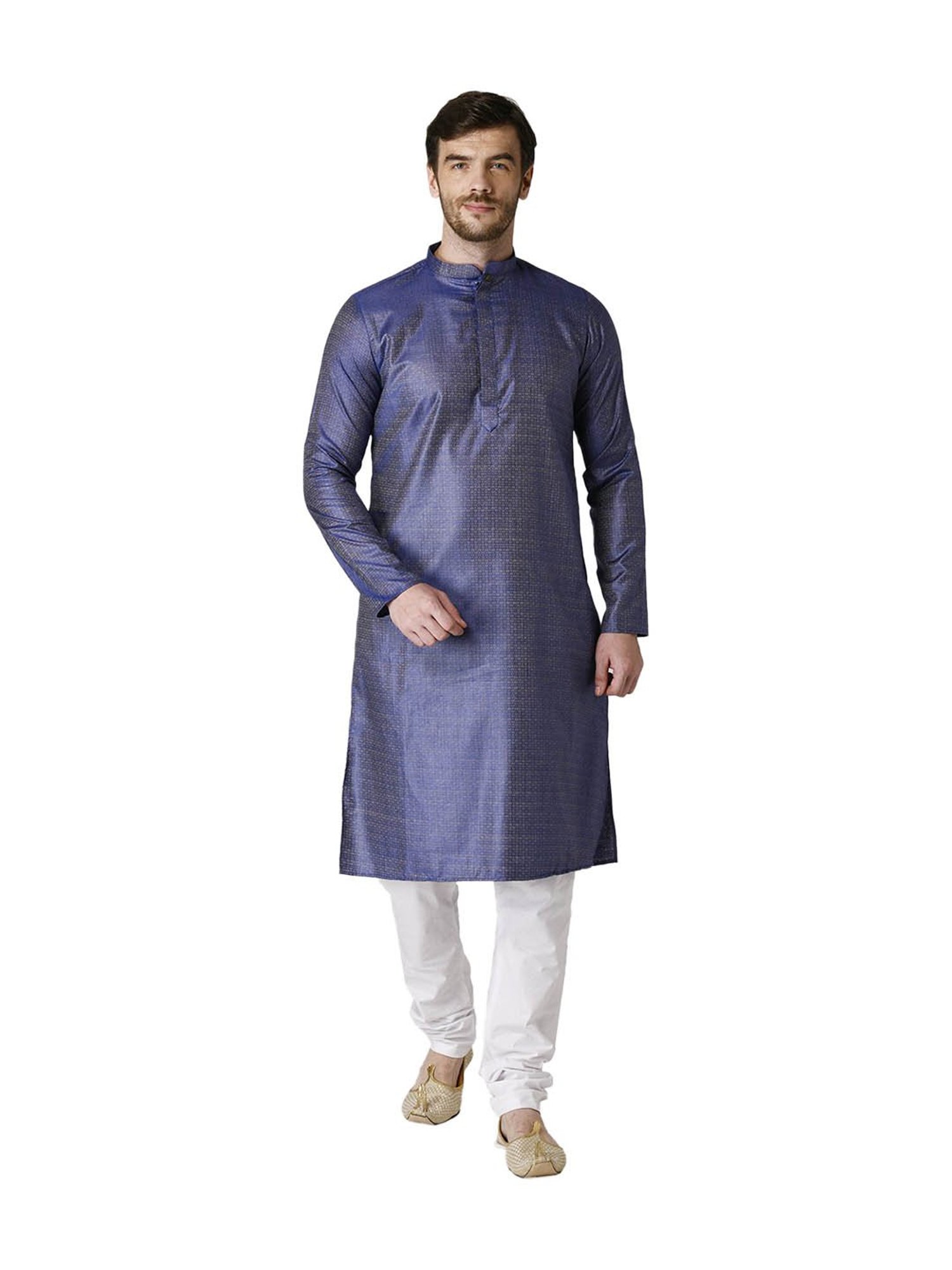 Tabard Royal Blue & White Printed Kurta & Churidar Set