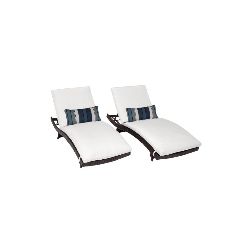 Bali 2pk Patio Chaise Lounges with Cushions - White - TK Classics