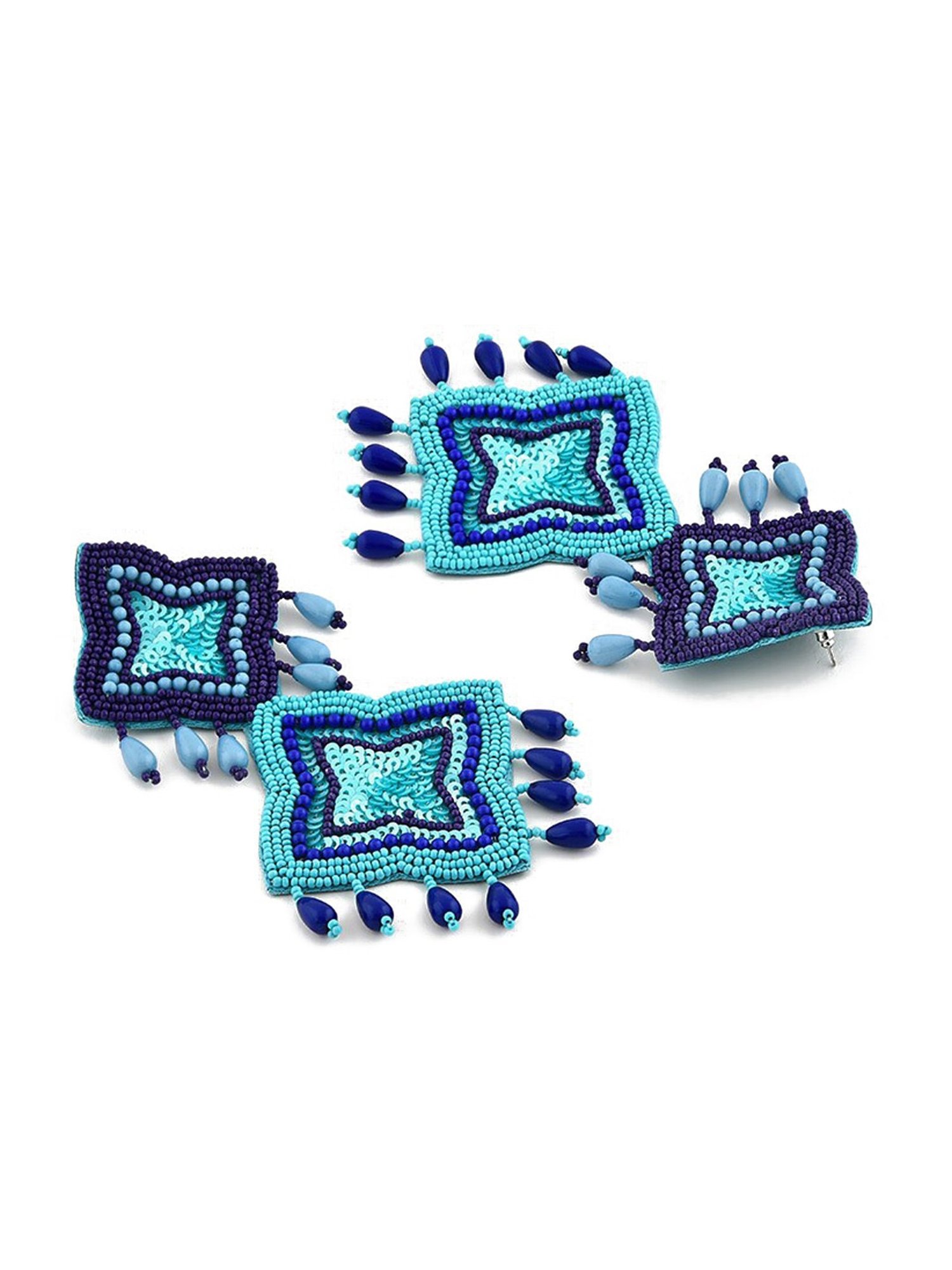 Fida Turquoise Blue Seed Beaded Trendy Blue Dangler