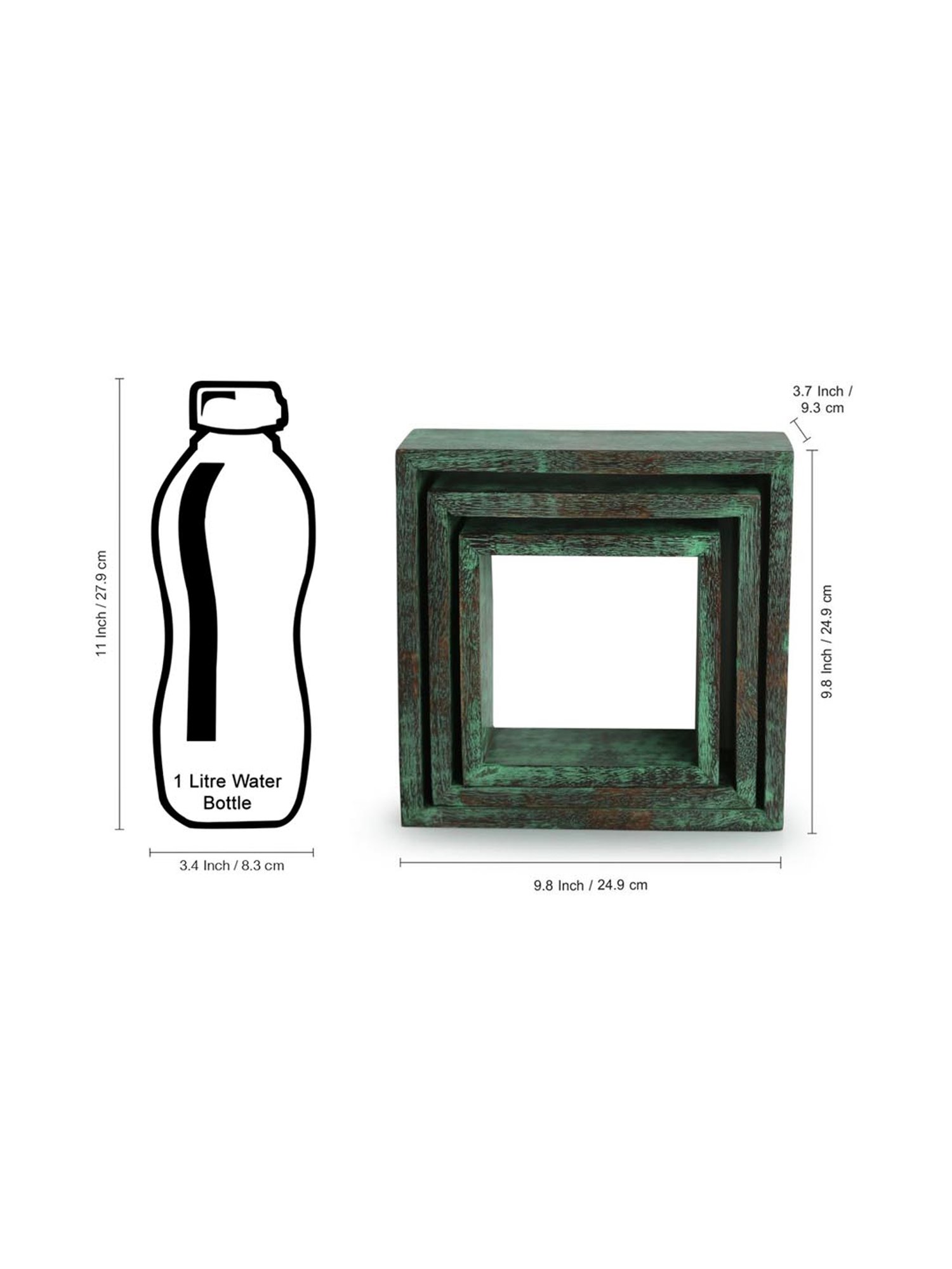 ExclusiveLane 'Rustic Squares' Antique Finish Nested Wall Shelves In Mango Wood (Set of 3)