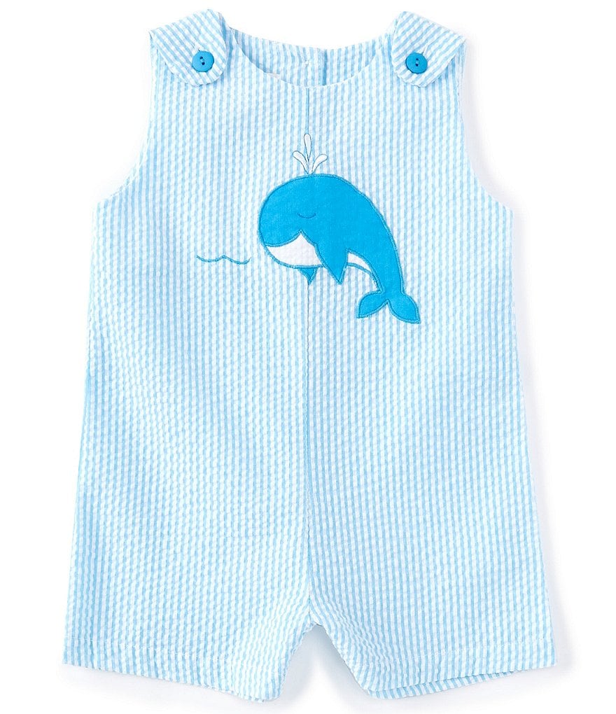 Petit Ami Baby Boys 3-24 Months Narwhal-Appliqued Seersucker Jon Jon Shortall