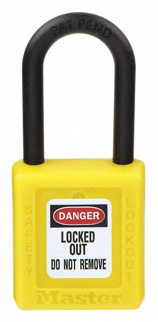 Lockout Padlock, Keyed Alike, Yellow, 1/4 In., PK6
