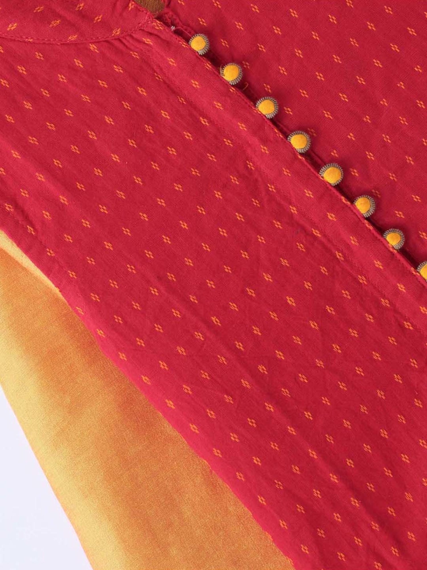 TWISHA Kids Yellow & Red Regular Fit Full Sleeves Kurta Set