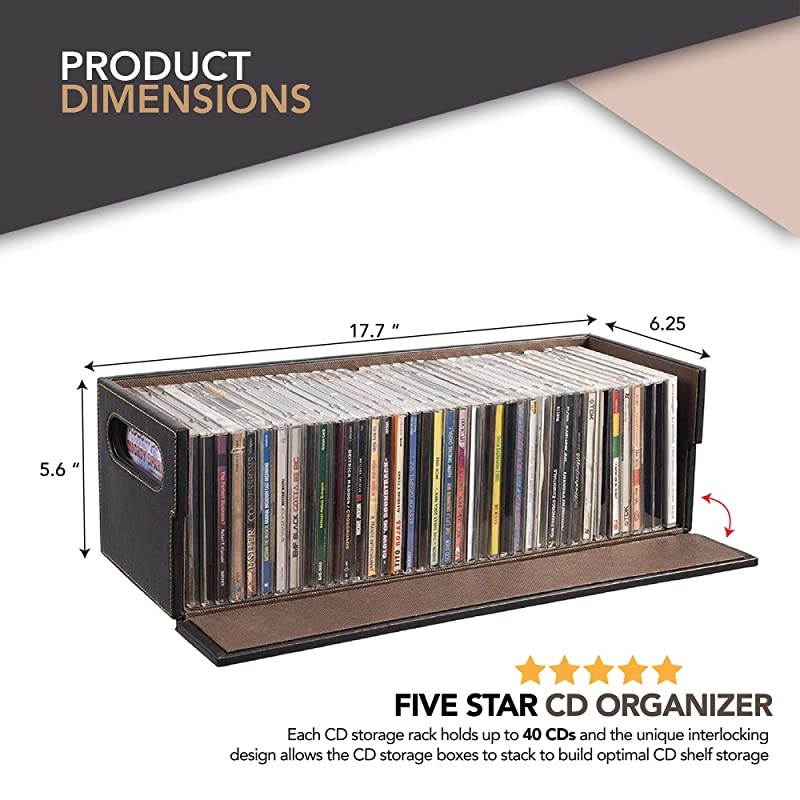 Storage Box with Powerful Magnetic Opening - Tray Holds 40 Cases for Media Shelf Storage and Organization