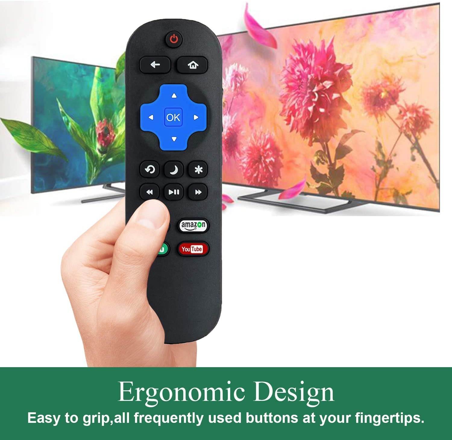 Replacement RC280 RC282 Remote Compatible with All TCL Roku TV Remote with Netflix, Amazon, Hulu, YouTube Channel Button (No Steup Required)