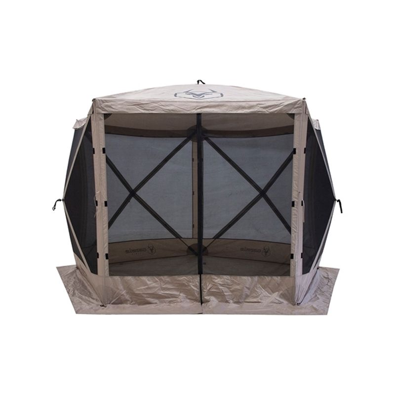 Gazelle GG501DS Easy Pop Up, Portable, Waterproof, UV-Resistant 4-Person Camping and Outdoors Gazebo Day Tent with Mesh Windows, Desert Sand