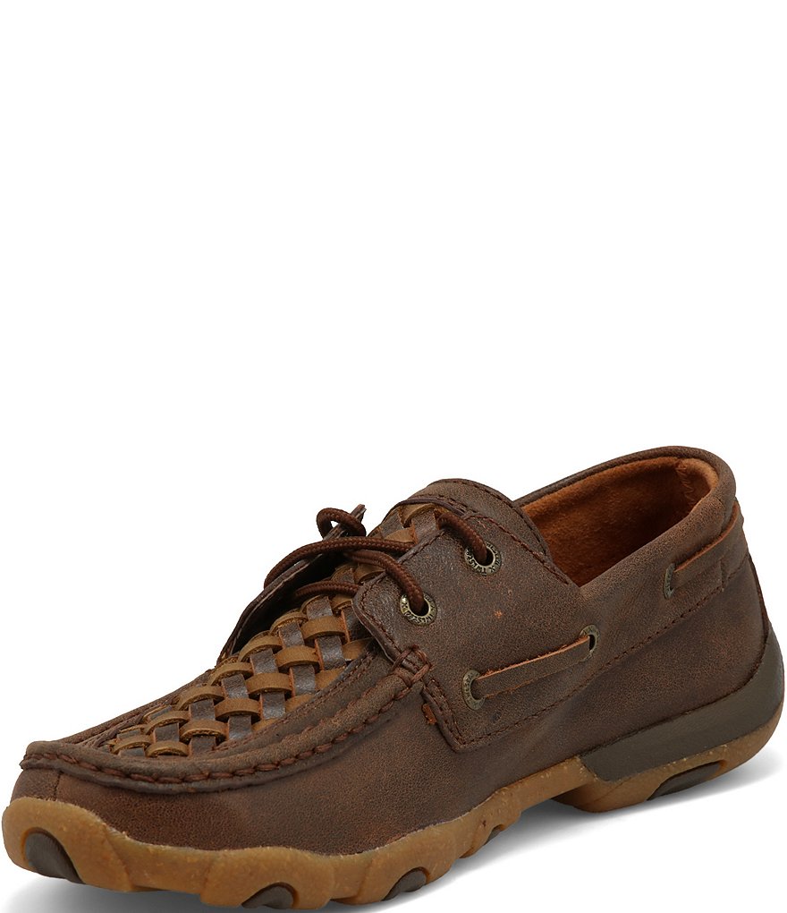 Twisted X Women's Woven Leather Boat Driving Moccasins