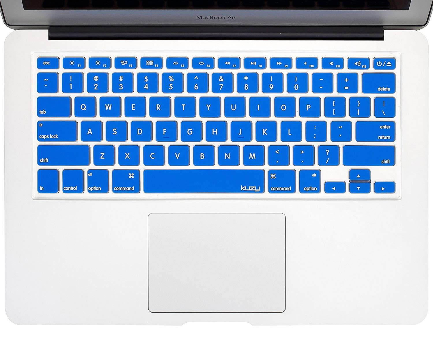 Kuzy - BLUE Keyboard Cover Silicone Skin for MacBook Pro 13" 15" 17" (with or w/out Retina Display) iMac and MacBook Air 13" - Blue