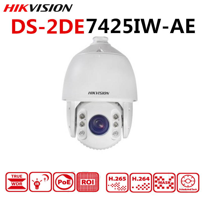 Original Hikvision International Edition PTZ IP Camera DS-2DE7425IW-AE 4MP 25X Network IR 150M PTZ Camera supports Hi-PoE H265+