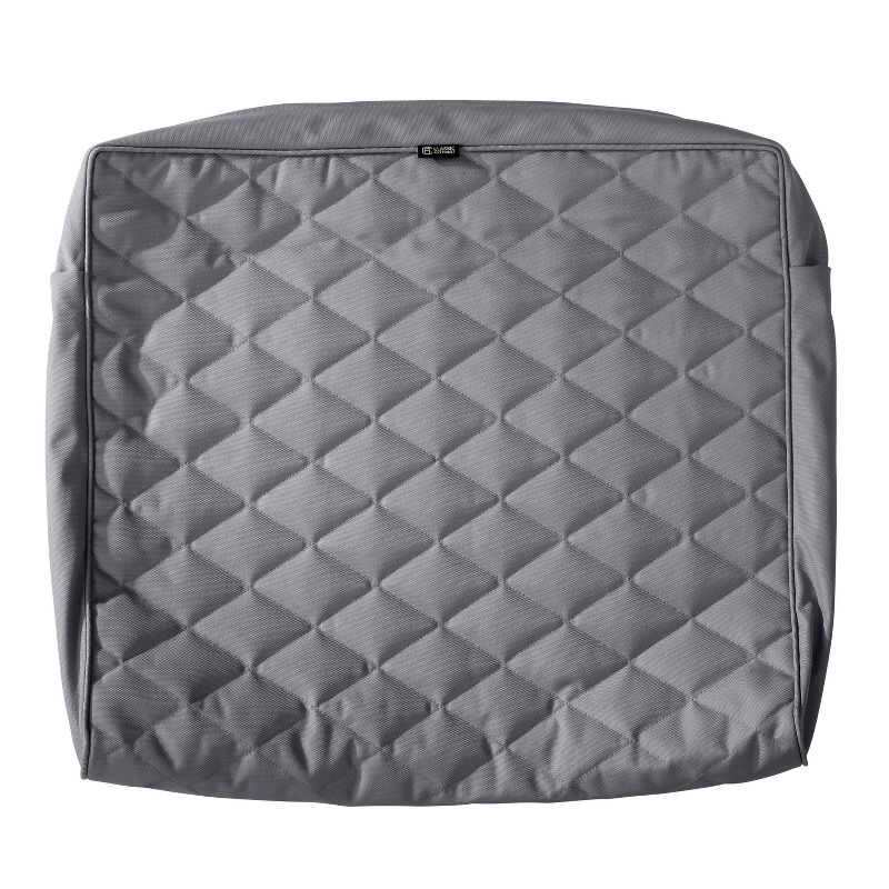 21" x 20" x 4" Montlake FadeSafe Water-Resistant Wide Back Lounge Quilted Cushion Cover Gray - Classic Accessories