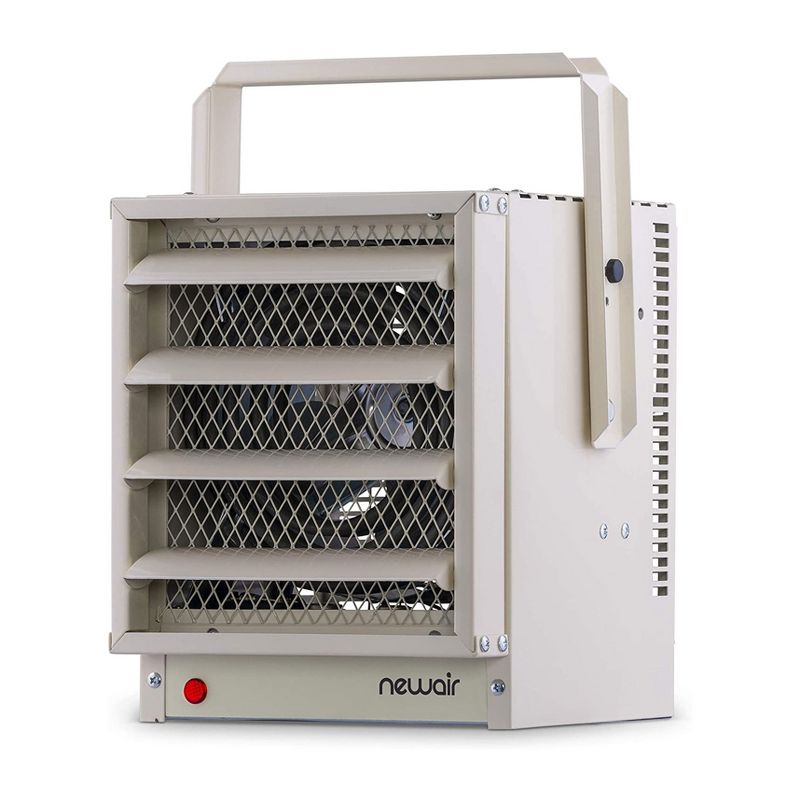 NewAir 240V 5000 Watts Garage Workshop Industrial Hardwired Mountable Ceiling or Wall Stainless Steel Space Heater, White