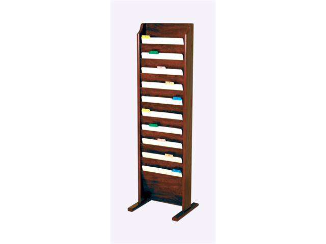 Wooden Mallet Free Standing 10 Pocket Letter Size Office File Holder Storage Organizer Rack Furniture Mahogany